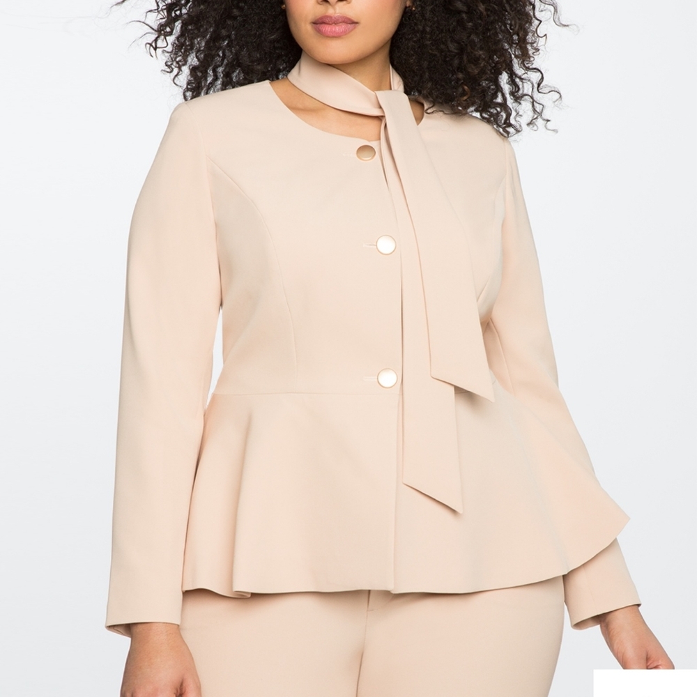 NWOT PINK TIE ELOQUII GOLD BUTTON BLAZER